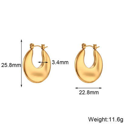 1 Pair Vintage Style Simple Style U Shape Stainless Steel Plating 18k Gold Plated Earrings