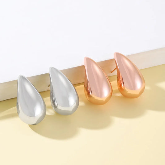 1 Pair Vintage Style Simple Style Water Droplets Plating Alloy 14k Gold Plated Silver Plated Ear Studs