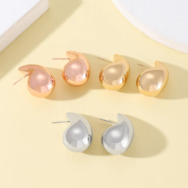 1 Pair Vintage Style Simple Style Water Droplets Plating Alloy 14k Gold Plated Silver Plated Ear Studs