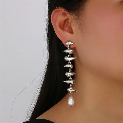 1 Pair Vintage Style Simple Style Water Droplets Solid Color Pearl Plating Alloy Drop Earrings