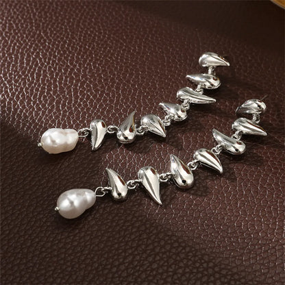 1 Pair Vintage Style Simple Style Water Droplets Solid Color Pearl Plating Alloy Drop Earrings