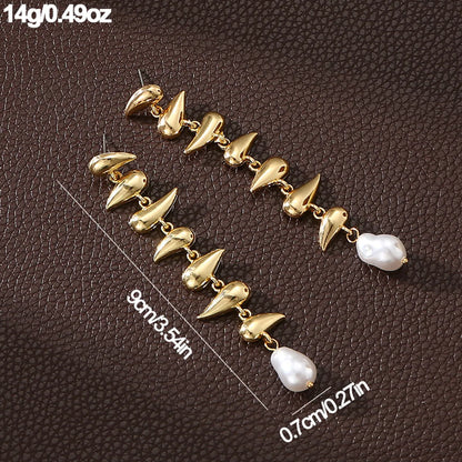 1 Pair Vintage Style Simple Style Water Droplets Solid Color Pearl Plating Alloy Drop Earrings