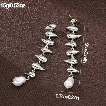 1 Pair Vintage Style Simple Style Water Droplets Solid Color Pearl Plating Alloy Drop Earrings