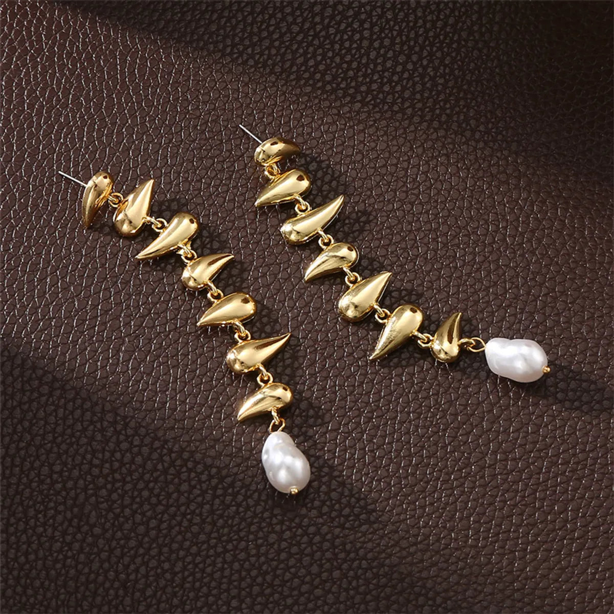 1 Pair Vintage Style Simple Style Water Droplets Solid Color Pearl Plating Alloy Drop Earrings