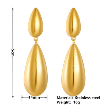 1 Pair Vintage Style Simple Style Water Droplets Solid Color Titanium Steel 18K Gold Plated Drop Earrings