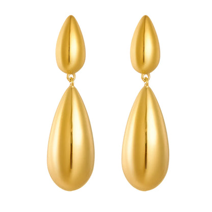 1 Pair Vintage Style Simple Style Water Droplets Solid Color Titanium Steel 18K Gold Plated Drop Earrings