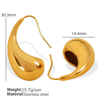 1 Pair Vintage Style Simple Style Water Droplets 304 Stainless Steel 18K Gold Plated Ear Studs