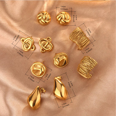 1 Pair Vintage Style Simple Style Waves Lines Irregular Plating 304 Stainless Steel 18K Gold Plated Ear Studs