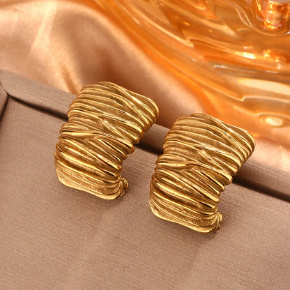 1 Pair Vintage Style Simple Style Waves Lines Irregular Plating 304 Stainless Steel 18K Gold Plated Ear Studs