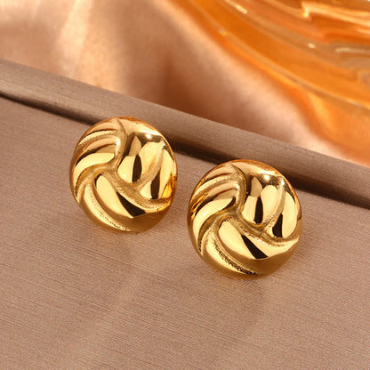 1 Pair Vintage Style Simple Style Waves Lines Irregular Plating 304 Stainless Steel 18K Gold Plated Ear Studs