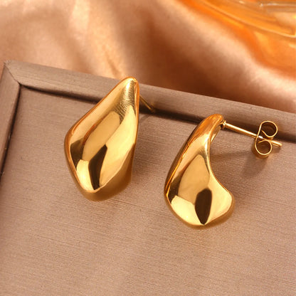 1 Pair Vintage Style Simple Style Waves Lines Irregular Plating 304 Stainless Steel 18K Gold Plated Ear Studs