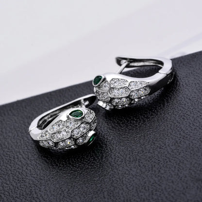 1 Pair Vintage Style Snake Plating Inlay Copper Zircon White Gold Plated Ear Studs