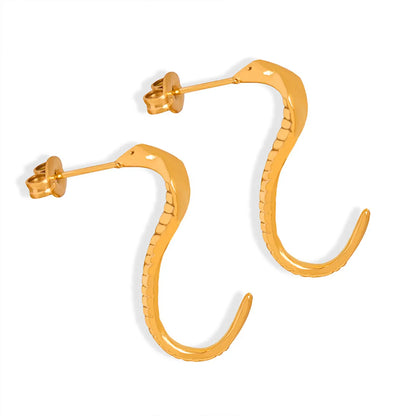 1 Pair Vintage Style Snake Plating Titanium Steel 18K Gold Plated Ear Studs