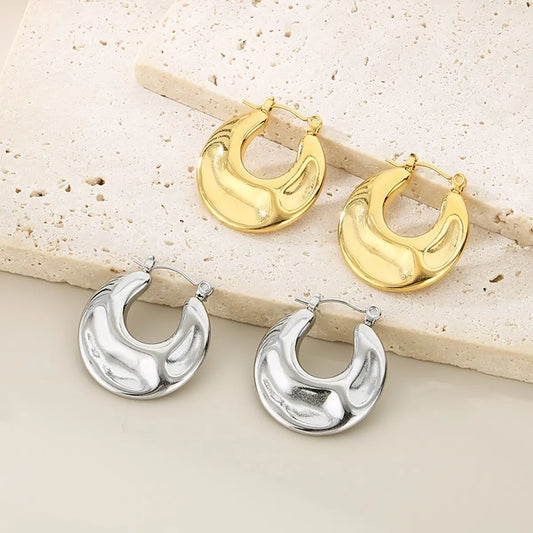 1 Pair Vintage Style Solid Color Plating 304 Stainless Steel 18K Gold Plated Earrings