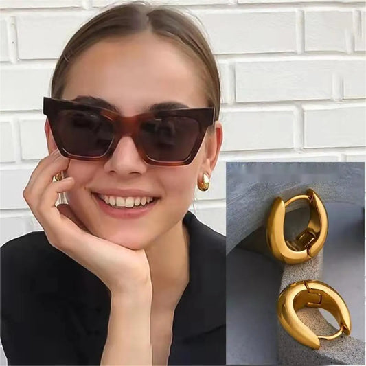 1 Pair Vintage Style Solid Color Plating Copper 18k Gold Plated Hoop Earrings