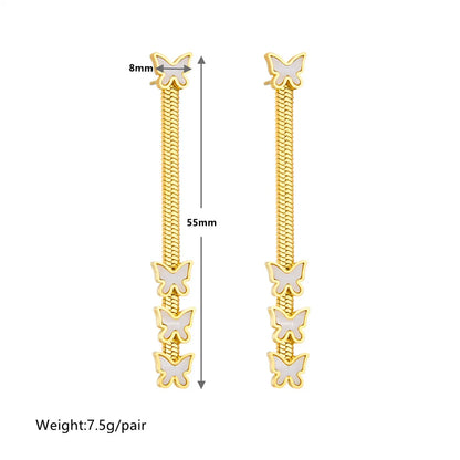 1 Pair Vintage Style Solid Color Plating Stainless Steel 18k Gold Plated Drop Earrings