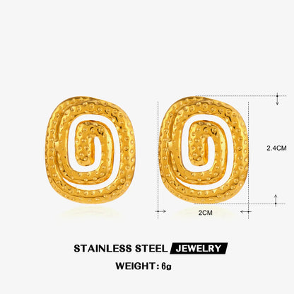 1 Pair Vintage Style Spiral Plating 304 Stainless Steel 18K Gold Plated Ear Studs