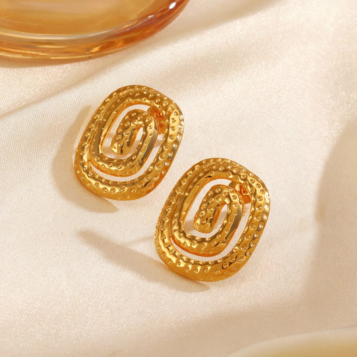 1 Pair Vintage Style Spiral Plating 304 Stainless Steel 18K Gold Plated Ear Studs