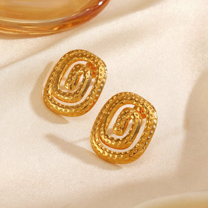 1 Pair Vintage Style Spiral Plating 304 Stainless Steel 18K Gold Plated Ear Studs