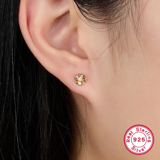 1 Pair Vintage Style Streetwear Shiny Cross Plating Inlay Sterling Silver Zircon 18k Gold Plated White Gold Plated Ear Studs