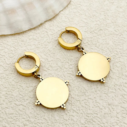 1 Pair Vintage Style Sweet Heart Shape Polishing Enamel Plating Stainless Steel Gold Plated Drop Earrings