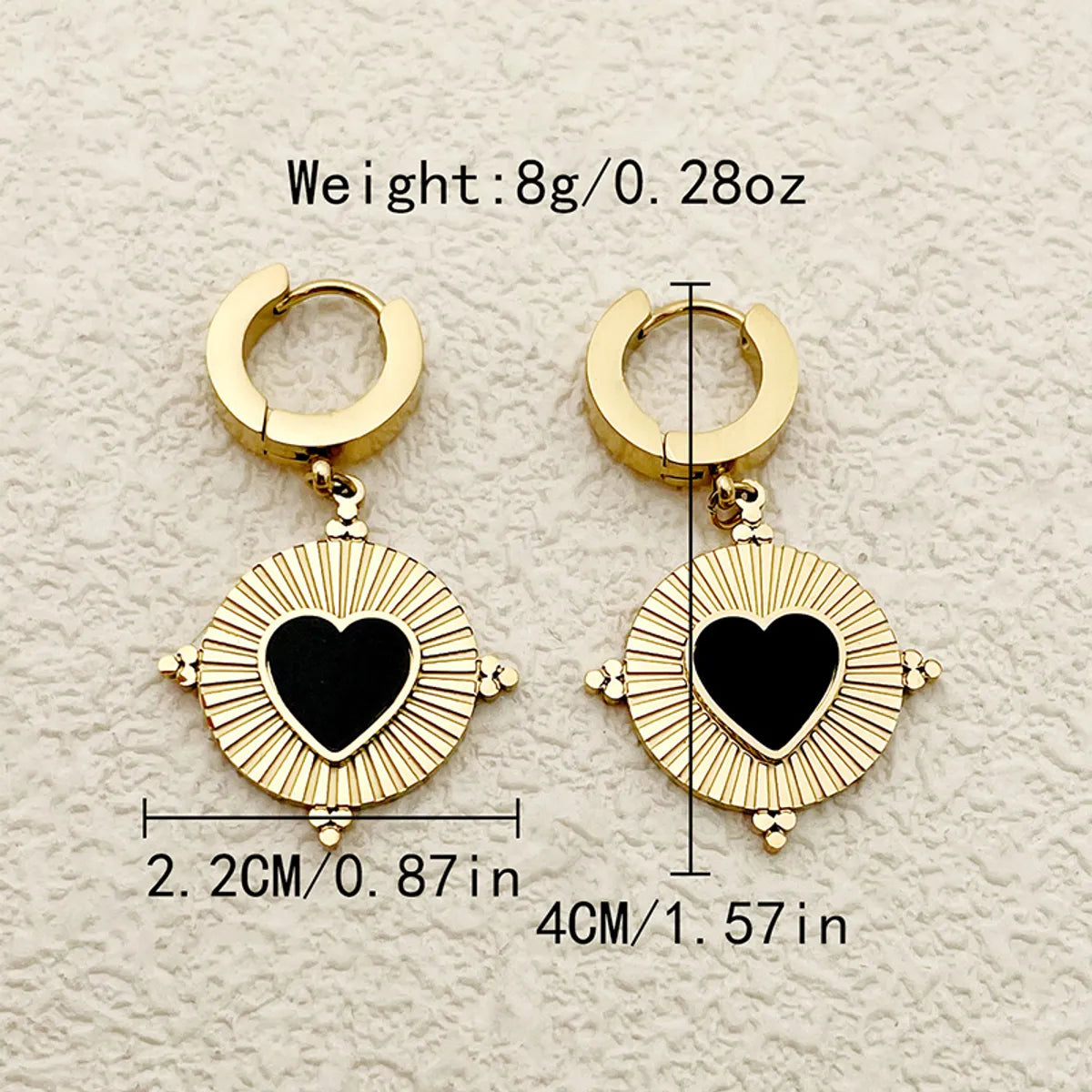 1 Pair Vintage Style Sweet Heart Shape Polishing Enamel Plating Stainless Steel Gold Plated Drop Earrings