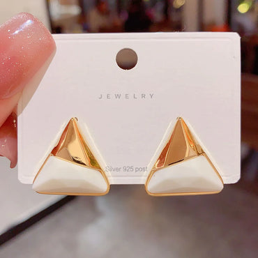 1 Pair Vintage Style Triangle Color Block Plating Resin Copper 14k Gold Plated Ear Studs