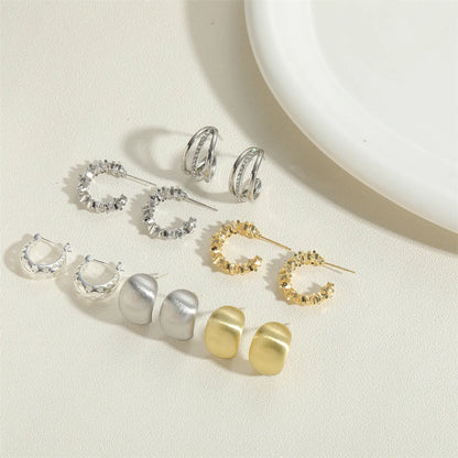 1 Pair Vintage Style Type C Solid Color Plating Inlay Copper Zircon 14k Gold Plated Ear Studs