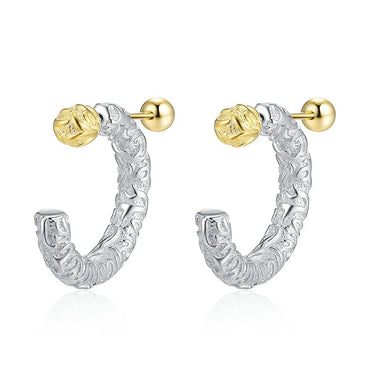 1 Pair Vintage Style U Shape Geometric Color Block Plating Sterling Silver 24k Gold Plated White Gold Plated Ear Studs