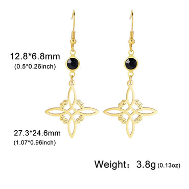 1 Pair Vintage Style Witch Knot Color Block Plating Hollow Out Stainless Steel Drop Earrings