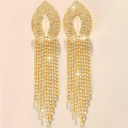 1 Pair Wedding Vacation Gradient Color Plating Hollow Out Rhinestone Drop Earrings