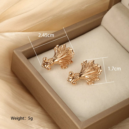 1 Pair Xuping Plant Ginkgo Leaf Plating Alloy Copper Alloy 18k Gold Plated Ear Studs