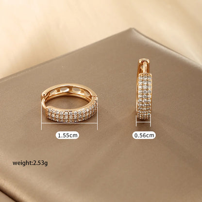 1 Pair Xuping Shiny Solid Color Plating Inlay Copper Alloy Artificial Diamond 18k Gold Plated Earrings