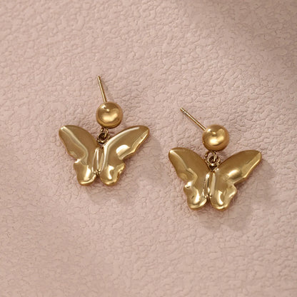 1 Pair Xuping Simple Style Circle Heart Shape Bow Knot Stainless Steel 14k Gold Plated Ear Studs