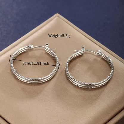 1 Pair XUPING Simple Style Circle 304 Stainless Steel Hoop Earrings