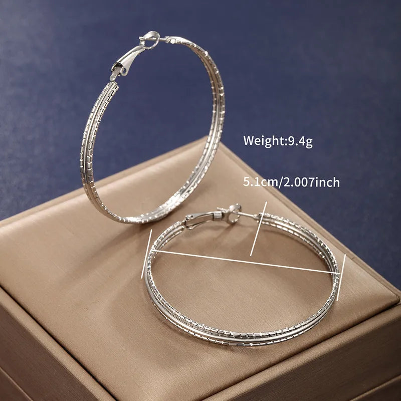 1 Pair XUPING Simple Style Circle 304 Stainless Steel Hoop Earrings