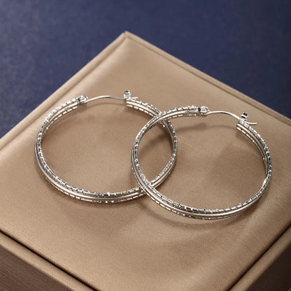 1 Pair XUPING Simple Style Circle 304 Stainless Steel Hoop Earrings