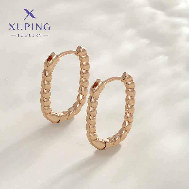 1 Pair XUPING Simple Style Commute Geometric Copper 18K Gold Plated Earrings