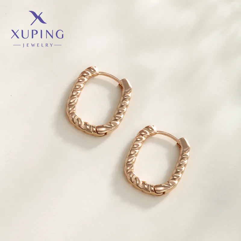 1 Pair XUPING Simple Style Commute Geometric Copper 18K Gold Plated Earrings