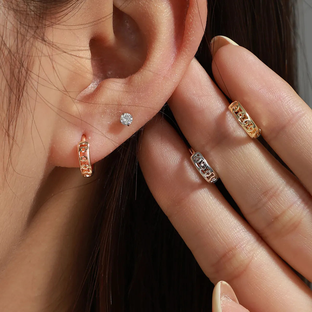 1 Pair XUPING Simple Style Commute Geometric Hollow Out Copper 18K Gold Plated Platinum Plated Earrings