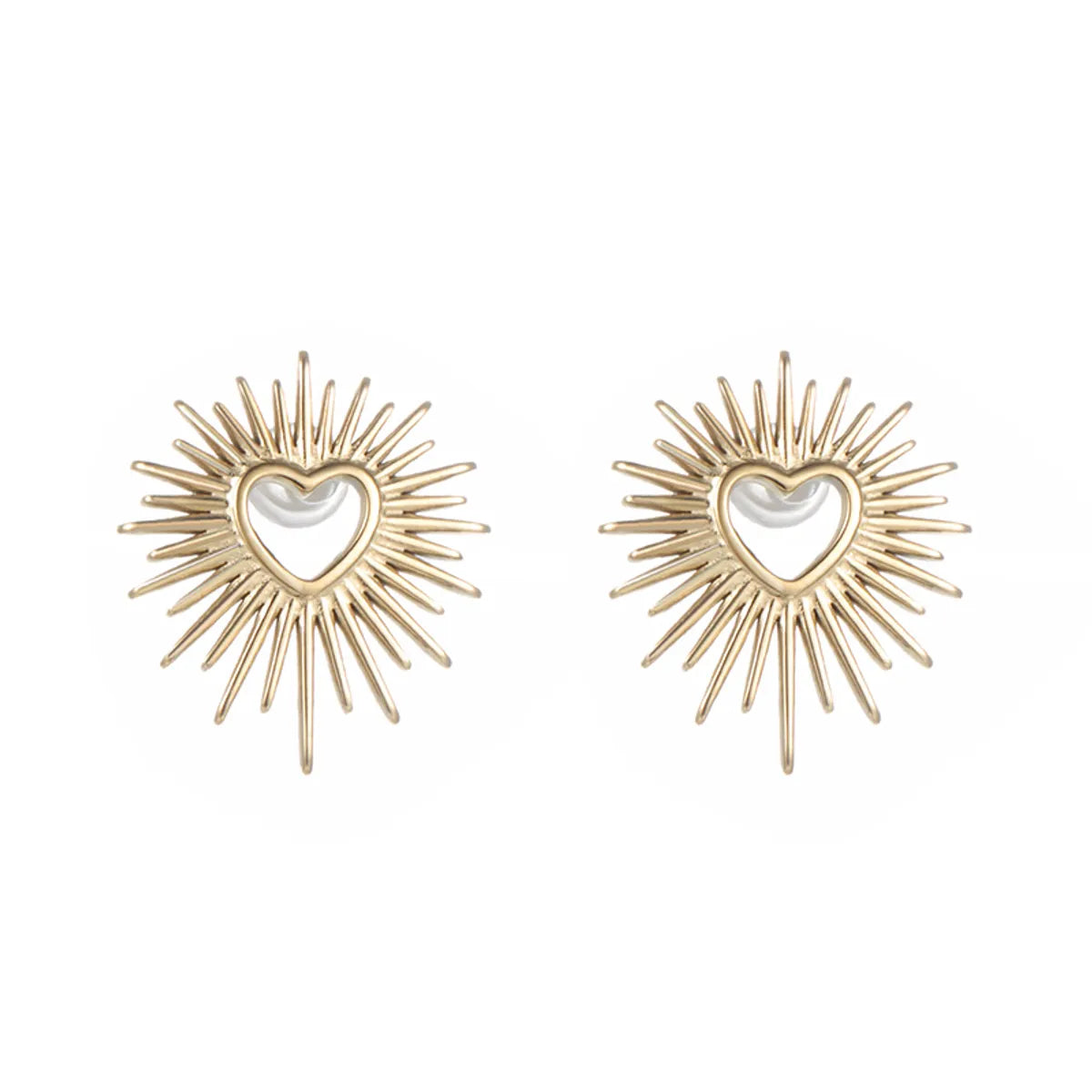 1 Pair XUPING Simple Style Commute Heart Shape Plating 304 Stainless Steel 18K Gold Plated Ear Studs