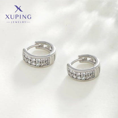 1 Pair XUPING Simple Style Commute Round Plating Copper Artificial Gemstones 18K Gold Plated Platinum Plated Earrings