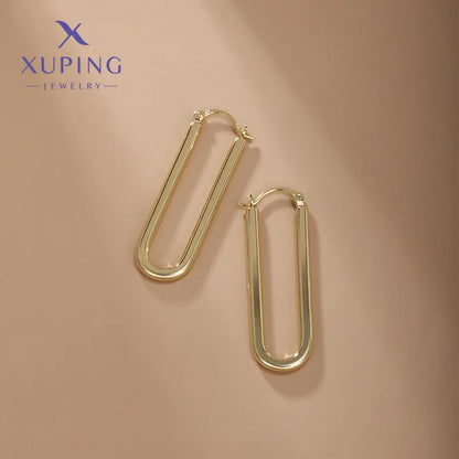 1 Pair Xuping Simple Style Commute U Shape Plating Alloy Copper Alloy 14k Gold Plated Earrings