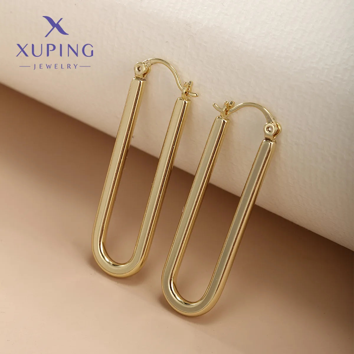 1 Pair Xuping Simple Style Commute U Shape Plating Alloy Copper Alloy 14k Gold Plated Earrings