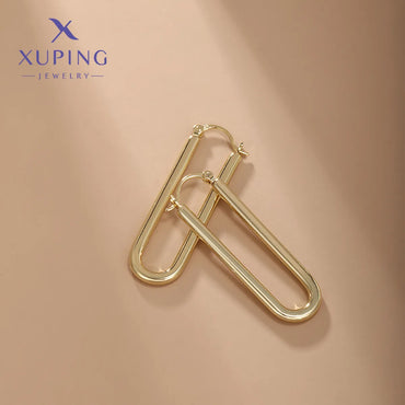 1 Pair Xuping Simple Style Commute U Shape Plating Alloy Copper Alloy 14k Gold Plated Earrings