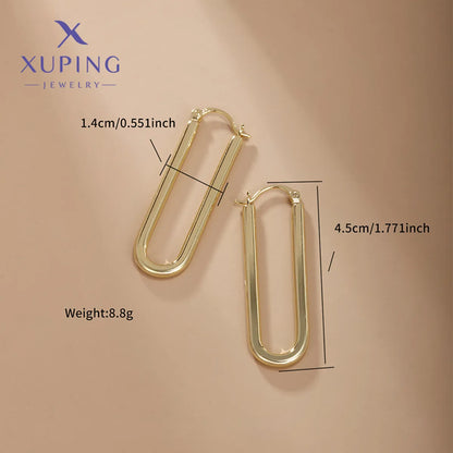 1 Pair Xuping Simple Style Commute U Shape Plating Alloy Copper Alloy 14k Gold Plated Earrings