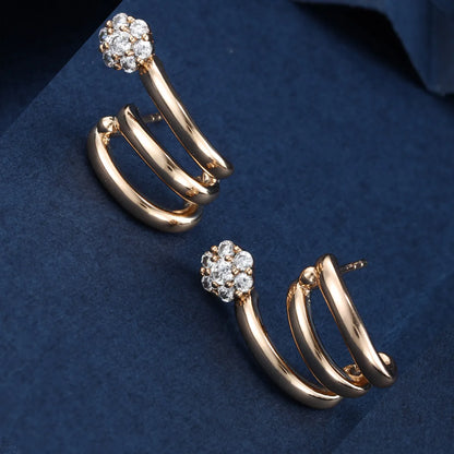 1 Pair Xuping Simple Style Flower Plating Inlay Copper Alloy Artificial Diamond 18k Gold Plated Ear Studs