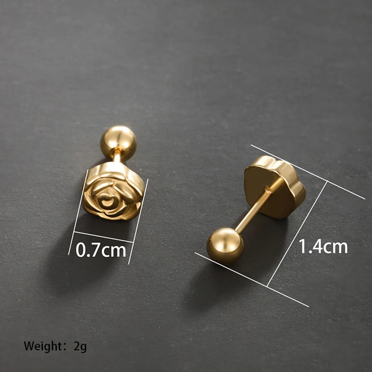 1 Pair XUPING Simple Style Flower Plating 304 Stainless Steel 18K Gold Plated Raw Steel Black Gun Ear Studs