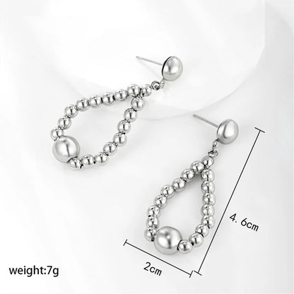 1 Pair Xuping Simple Style Geometric Beaded Plating Copper Alloy White Gold Plated Drop Earrings