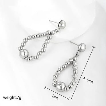 1 Pair Xuping Simple Style Geometric Beaded Plating Copper Alloy White Gold Plated Drop Earrings